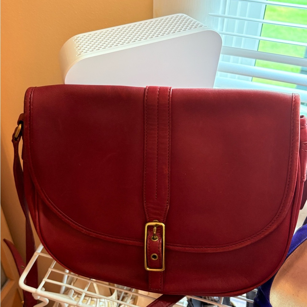 Vintage Coach Red Leather Shoulder Bag